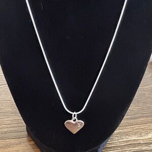 LV Silver Heart Double sided zipper pull Pendant Necklace